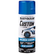 RUST-OLEUM Automotive Premium Custom Chrome Lacquer Spray Paint, Blue, 10 oz. 340457